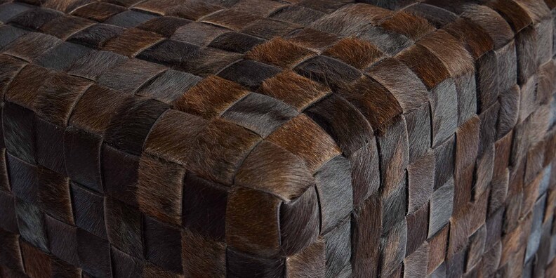 Ashton Leather Hide Woven Ottoman image number 3